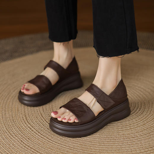 【预售5天】超软底头层牛皮凉鞋女款夏季外穿新款魔术贴休闲沙滩罗马女鞋MX&mx89880 商品图4