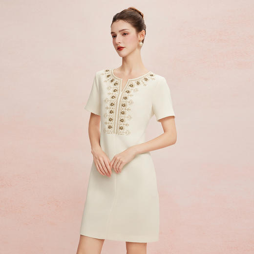 QF8E2斯尔丽25夏季新款轻奢精致绣花钉珠身型宴会新婆婆礼服式连衣裙 商品图12