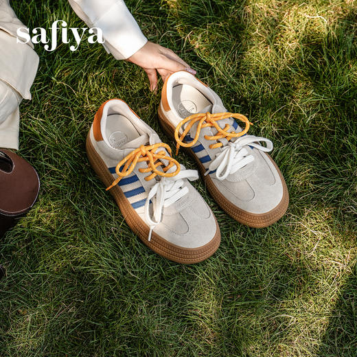 预售7天|Safiya/索菲娅2025可露丽拼色厚底双系带休闲复古百搭德训鞋SFD3112439 商品图6