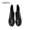 westory2022年新款秋冬英伦风厚底粗跟圆头绑带马丁靴女81951 商品缩略图2