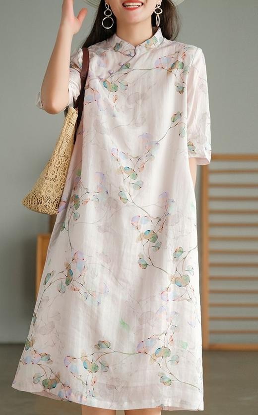 江南清雅素素原创水洗双棉文艺改良旗袍连衣裙 商品图3