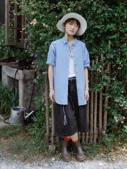 步履不停/5B11255C/卷边短袖衬衫 商品图0