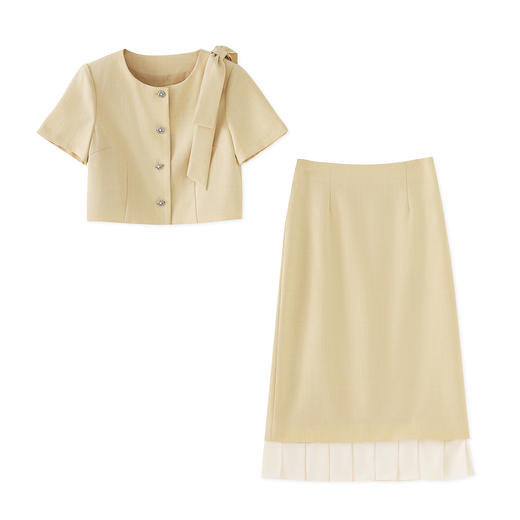 「高货wl」全新升级【铂金会员404/天猫539/差价135】(99223)洛诗琳2025夏季法式小香风上衣包臀直筒半身裙两件套女 商品图3