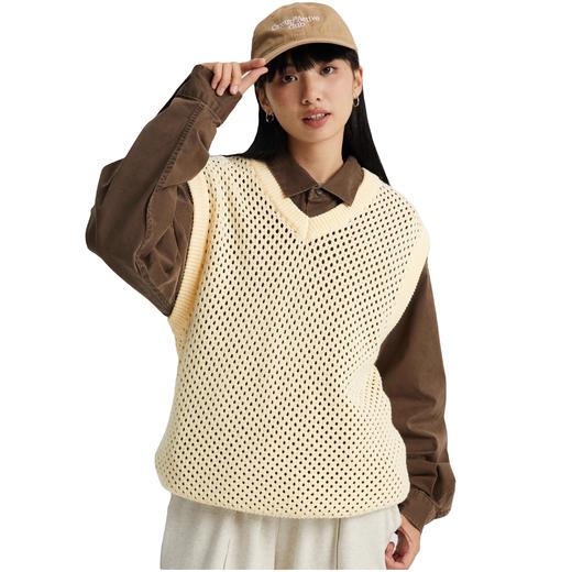 WassupHouse 镂空V领毛背心 商品图0