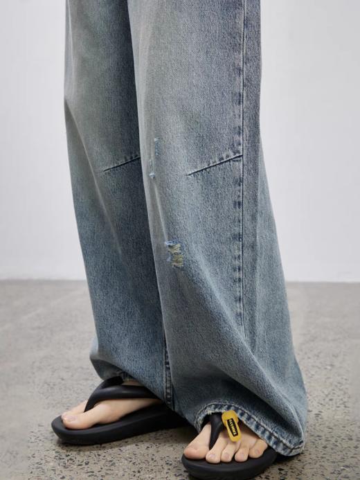 步履不停/5B42107C/水洗做旧直筒牛仔裤 商品图2