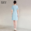 IWY/蓝色短袖圆领连衣裙女收腰汉堡显瘦珠宝销售工作服医美正装25Q736 商品缩略图4
