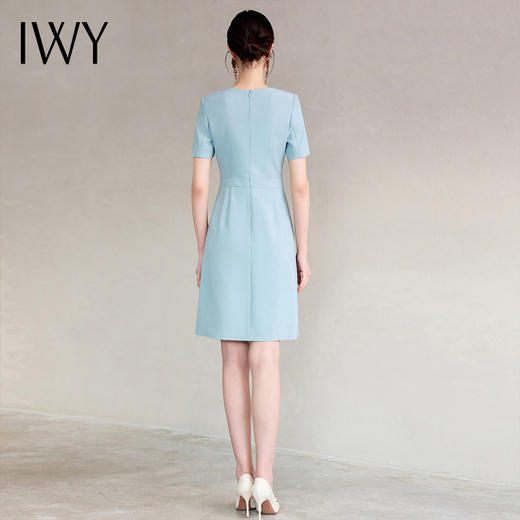 IWY/蓝色短袖圆领连衣裙女收腰汉堡显瘦珠宝销售工作服医美正装25Q736 商品图4