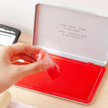 得力（deli）秒干印台157*105mm金属方形大号财务会计专用秒干印台印泥 印油办公用品盘面143*87 红色9893 商品图3