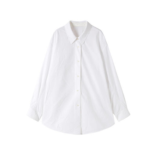 谜底白衬衣长袖女2025秋季新品通勤风果实扣大廓形衬衫253MC1017 商品图4
