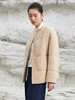 浅燕麦色羊羔毛质感圆领外套 单排金属纽扣衍缝格纹宽松显瘦秋冬温柔气质通勤保暖上衣 商品缩略图1
