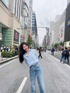 【高品质私服】【RL蓝色宽松亚麻衬衫】纯天然纤维，轻薄透气，穿着舒适有型，慵懒随性，自在无拘G1432-CC【无标出货 介意慎拍】