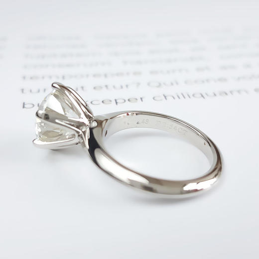 【95新】Tiffany & Co.蒂芙尼铂金六爪2.54ct钻戒约46号，戒圈大小支持修改Pt950，钻石女士现售价：189300！160525KM01 商品图7