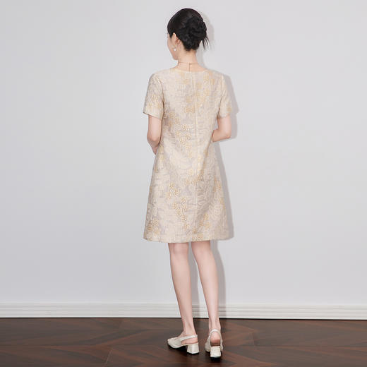 「高货wl」全新升级【铂金会员293/天猫399/差价106】(00432)洛诗琳小香风重工浮雕提花连衣裙2025夏季精致优雅A字裙女 商品图2