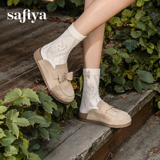 Safiya/索菲娅2025复古反绒外穿包头百搭厚底休闲懒人勃肯鞋SFD3110074 商品图12