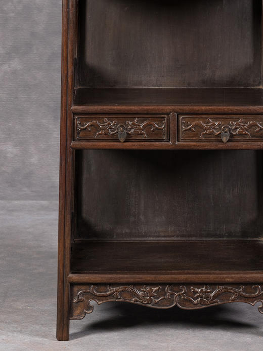 清	紫檀螭龙纹双层带屉架格 商品图2