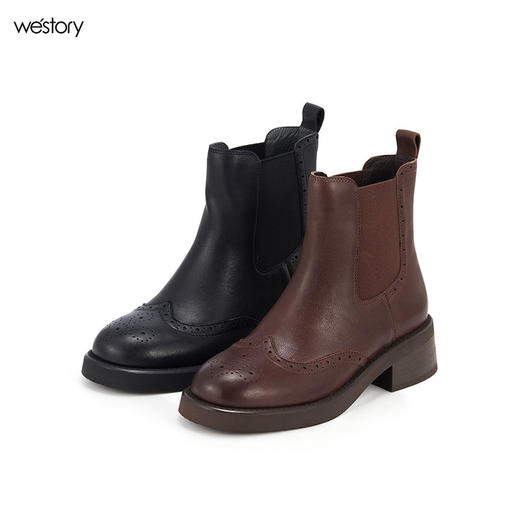 WESTORY2023年冬季新款英伦风休闲靴酷帅百搭切尔西靴时装靴烟筒靴女S23DS83451 商品图0