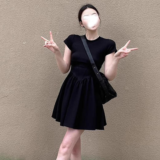 裁缝学苑AH21小个子短款连衣裙纸样小黑裙A字收腰女装裙子打版裁剪 商品图2