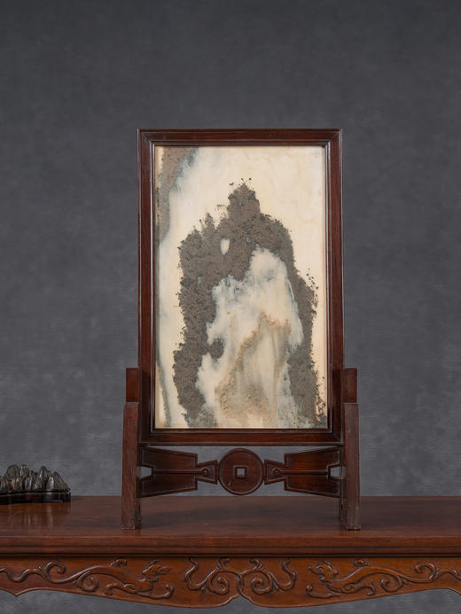 清	红木镶云石钱币纹插屏 商品图0