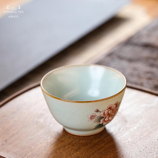 问鼎汝瓷鼎峰系列天青精工复刻款巍澜杯（一路生花） 商品图2