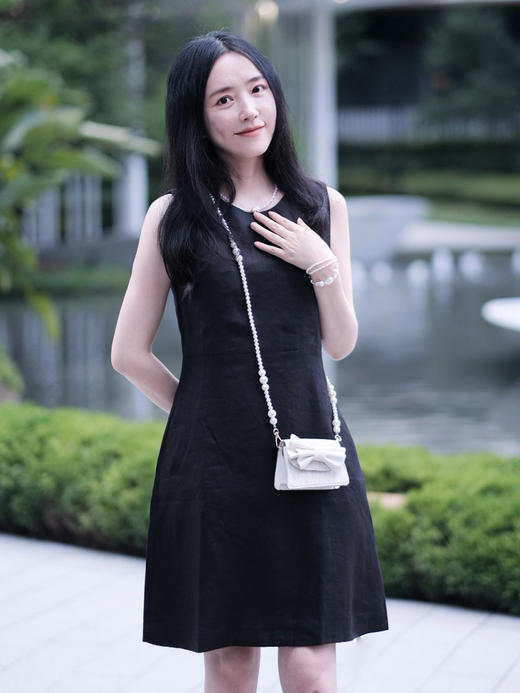 【高品质私服】【IC厚苎麻斜纹布及膝连衣裙】小个子也能轻松驾驭，优雅大方、端庄得体G1398-CC【无标出货 介意慎拍】 商品图4