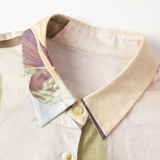 谜底衬衣七分袖女2025秋新品复古通勤印花合体100棉衬衫253MC1008 商品图3