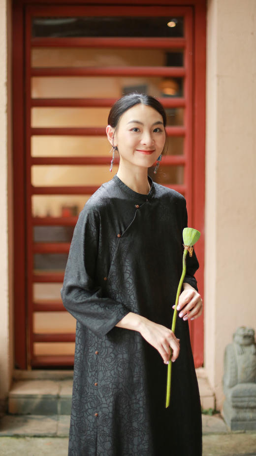 漫物记四经绞罗立领斜襟七粒扣袍子xys-249 商品图1