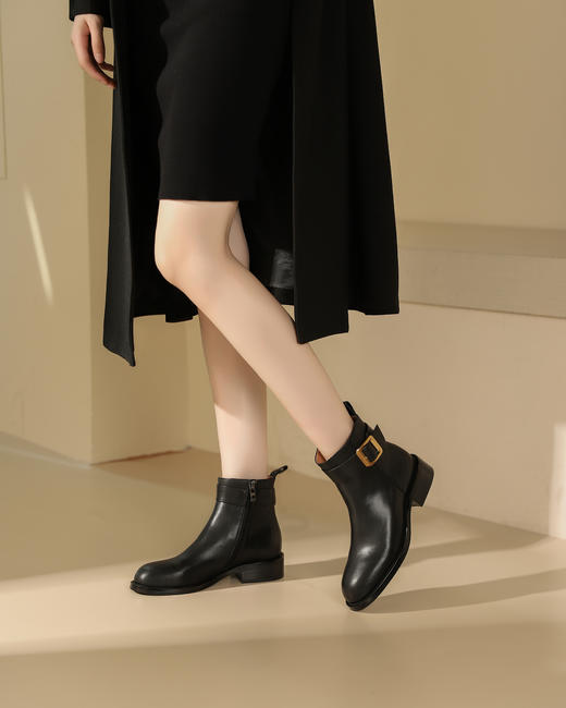 westory2023年秋季新品欧美复古时装靴方跟圆头短靴女靴S23DS83611 商品图4