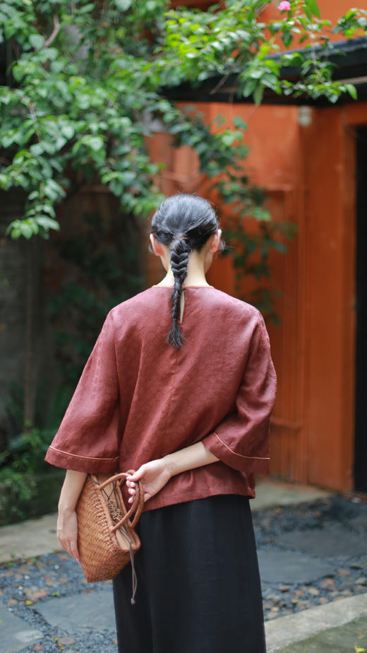 漫物记四经绞罗红云纱圆领长袖上衣XYS-W133 商品图2