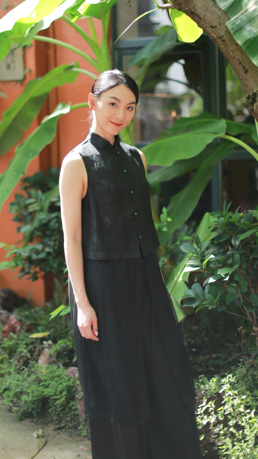 漫物记四经绞罗立领飘纱马甲xys-251 商品图2