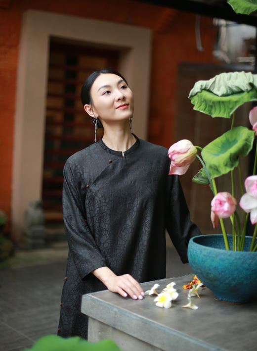 漫物记四经绞罗立领斜襟七粒扣袍子xys-249 商品图3