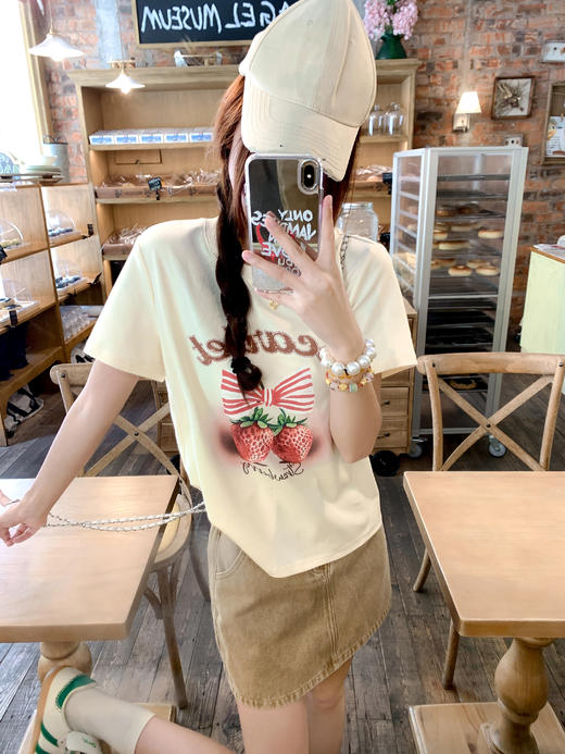 【129元任选2件】微信粉丝打折价！草莓印花短袖T 商品图6