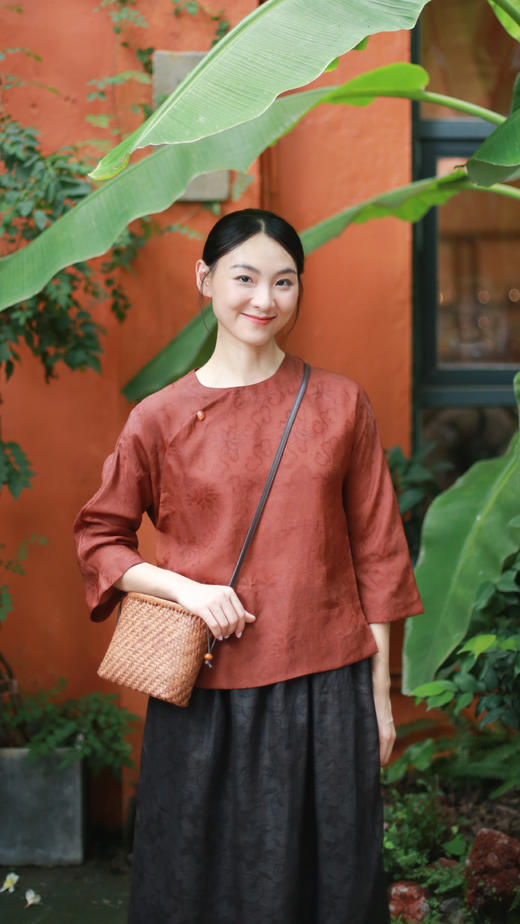 漫物记桑蚕丝四经绞罗红云纱玉扣斜襟短上衣XYS-W161 商品图1