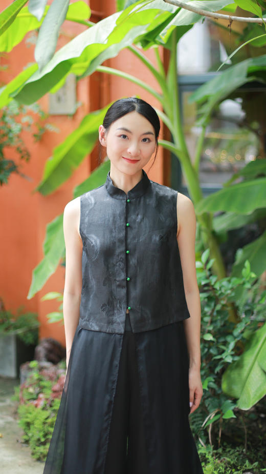 漫物记四经绞罗立领飘纱马甲xys-251 商品图1