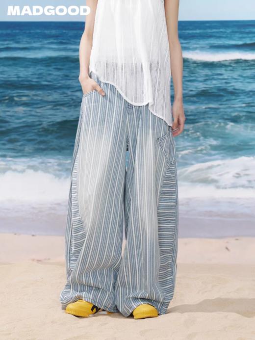 马得工地/MDGDCK252358/多分割条纹廓形牛仔裤 商品图1