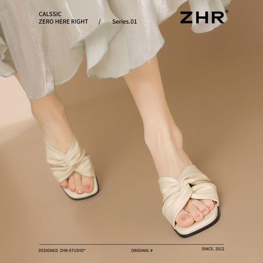 ZHR则则粗跟拖鞋女外穿2025新款夏季女鞋百搭配裙子法式一字拖鞋 商品图8