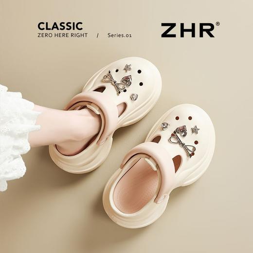 ZHR则则蓝色户外休闲拖鞋厚底增高6cm轻便舒适手工DIY百搭洞洞鞋 商品图7