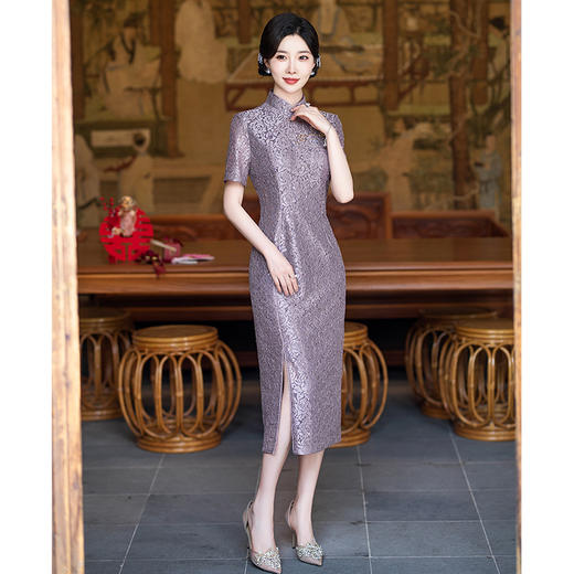 喜婆婆旗袍妈妈婚宴装礼服高端气质结婚年轻日常可穿HY7020 商品图1