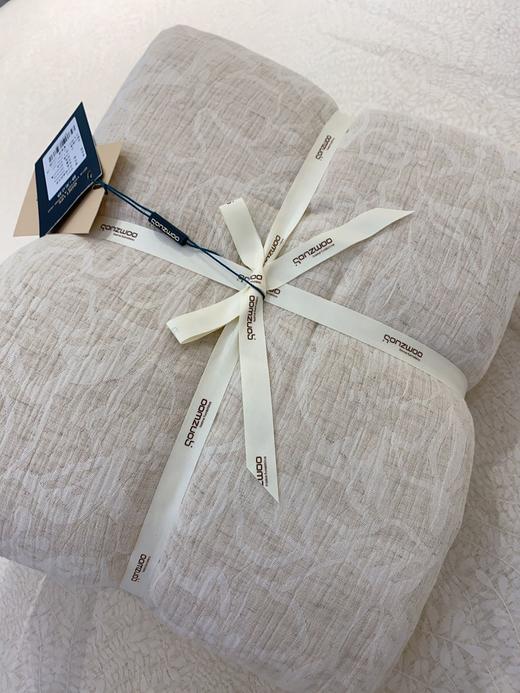 松植屋A类棉麻绑带款四件套日系风花卉撞色提花亚麻棉肌理床单被套 商品图3