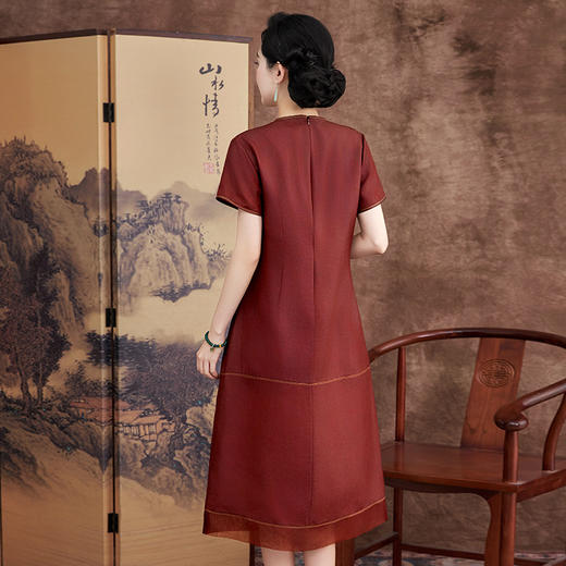 缎面香云纱连衣裙2025夏季新中式桑蚕丝复古真丝裙KQN621630 商品图2