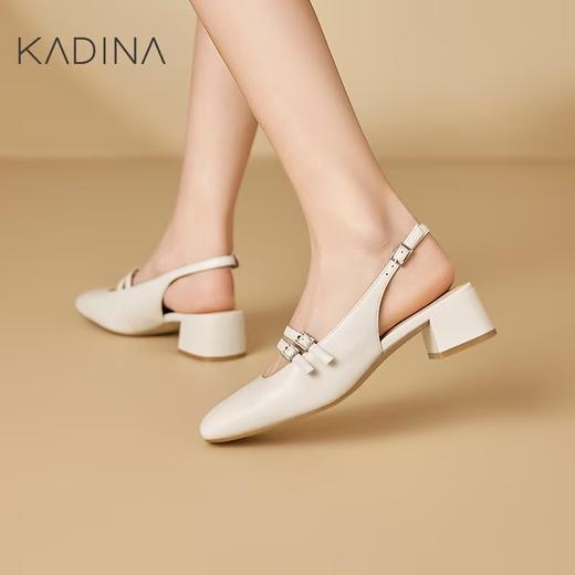 【KADINA】  AF3   卡迪娜2025春夏季新款法式方头粗跟玛丽珍单鞋包头凉鞋KM251538 商品图0
