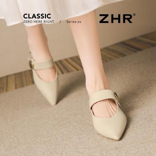 ZHR则则法式尖头粗跟穆勒拖鞋女鞋2025夏季新款优雅舒适透气拖鞋 商品图7