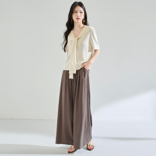 「高货sh」全新升级【铂金会员165/天猫219/差价54】(01111)洛诗琳夏季高级感简约气质V领短袖针织衫外搭披肩两件套 商品图4