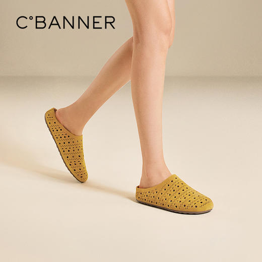 千百度镂空平底勃肯鞋女薄底外穿透气一脚蹬包头拖鞋A25233203 商品图0