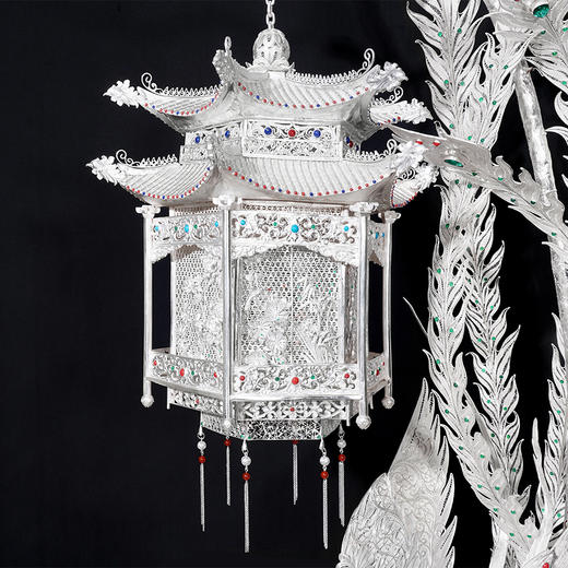 子佩集S999银手工银花丝【凤鸣朝阳宫灯银花丝摆件】大师工坊原创设计（一对）2506 商品图8