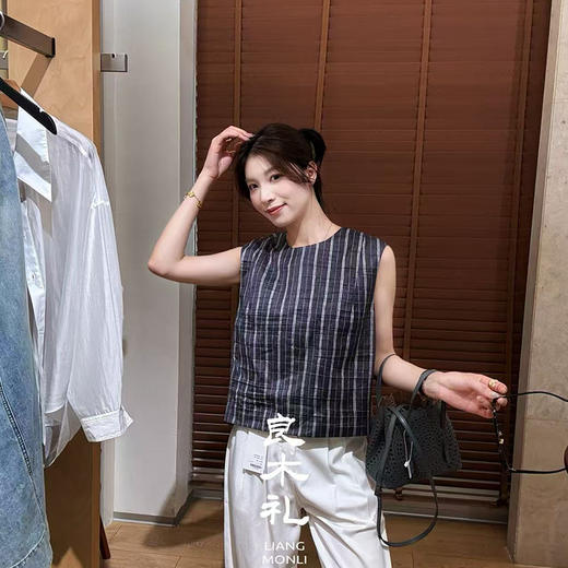 【预售7天】【良木礼圆领条纹背心（2600425） 商品图0