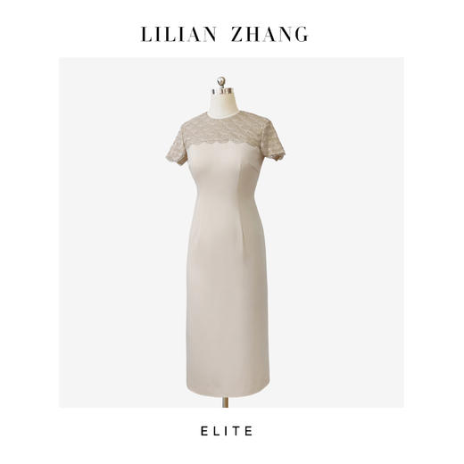 E“定制”——静奢风———巴黎剪影——法式lace拼接优雅连衣裙 2501029 商品图0