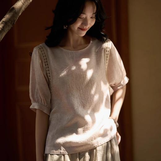 【樱西玛ENXIMANE 灯笼袖小衫系列】轻盈显肩薄 轻薄舒适透气 复古灯笼袖设计 镂空蕾丝拼接 商品图8