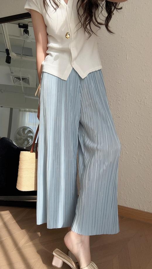三宅风琴褶皱裤一片式亮丝压褶垂感高腰直筒阔腿裤 商品图1