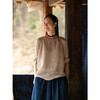 牧衣游原创 进口亚麻刺绣混纺套头衫轻薄柔软质朴圆领上衣 知往 商品缩略图1