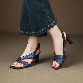 【预售5天】夏季新款时尚鱼嘴中跟凉鞋女一字扣带气质百搭高跟凉鞋HYDD&C3101